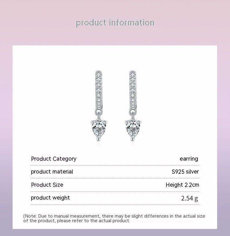 S925 Sterling Silver Stylish Water Drop Artificial Diamond Earrings For Women-Jewearrings