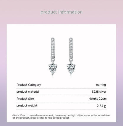 S925 Sterling Silver Stylish Water Drop Artificial Diamond Earrings For Women-Jewearrings