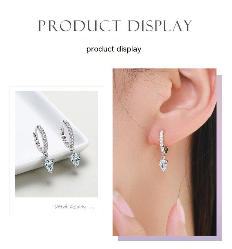 S925 Sterling Silver Stylish Water Drop Artificial Diamond Earrings For Women-Jewearrings