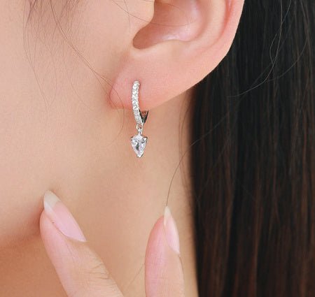 S925 Sterling Silver Stylish Water Drop Artificial Diamond Earrings For Women-Jewearrings