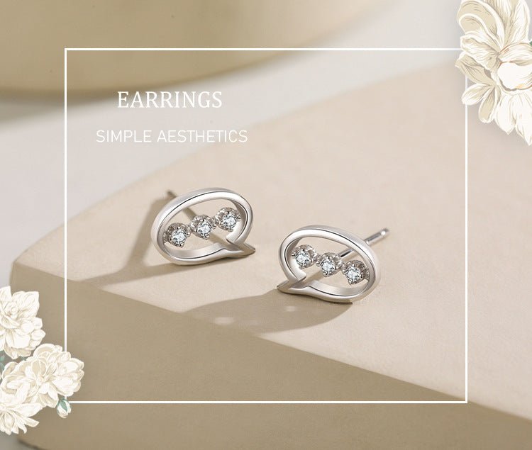 S925 Sterling Silver Symbol Diamond Stud Earrings-Jewearrings