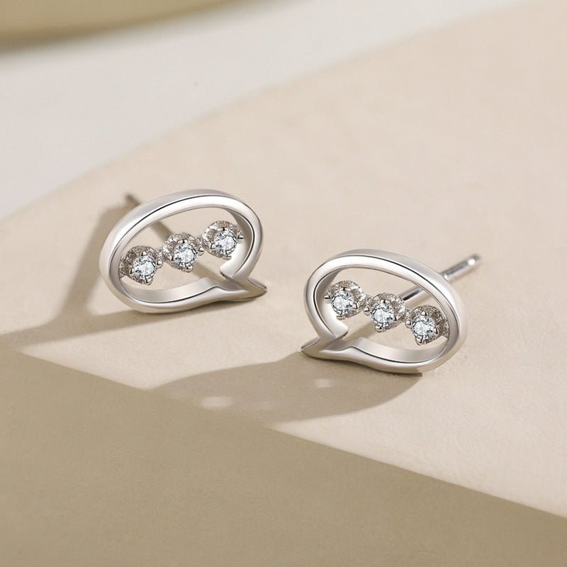 S925 Sterling Silver Symbol Diamond Stud Earrings-Jewearrings