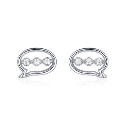 S925 Sterling Silver Symbol Diamond Stud Earrings-Jewearrings