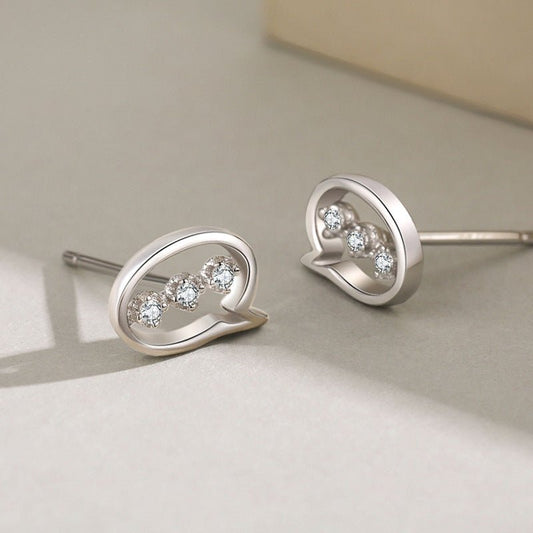 S925 Sterling Silver Symbol Diamond Stud Earrings-Jewearrings