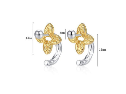 S925 Sterling Silver Tangcao Flower Screw Stud Earrings-Jewearrings