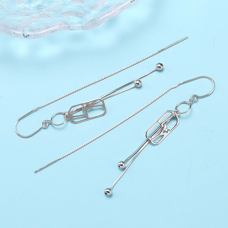 S925 Sterling Silver Temperament Small Flash Current Su Earrings Long Ear Hooks Design Retro Earrings Fashion Sexy Earrings Women-Jewearrings