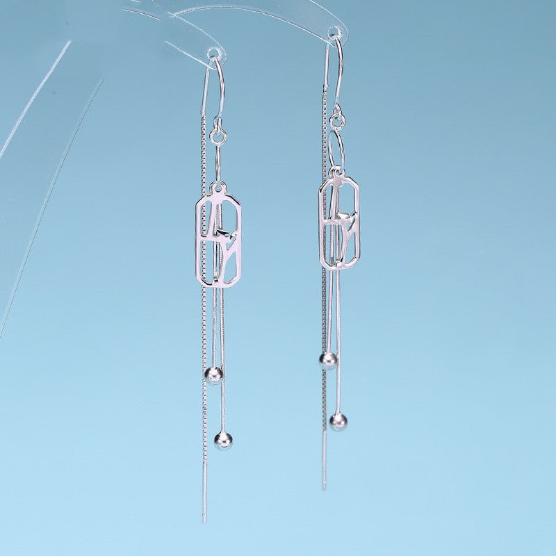 S925 Sterling Silver Temperament Small Flash Current Su Earrings Long Ear Hooks Design Retro Earrings Fashion Sexy Earrings Women-Jewearrings