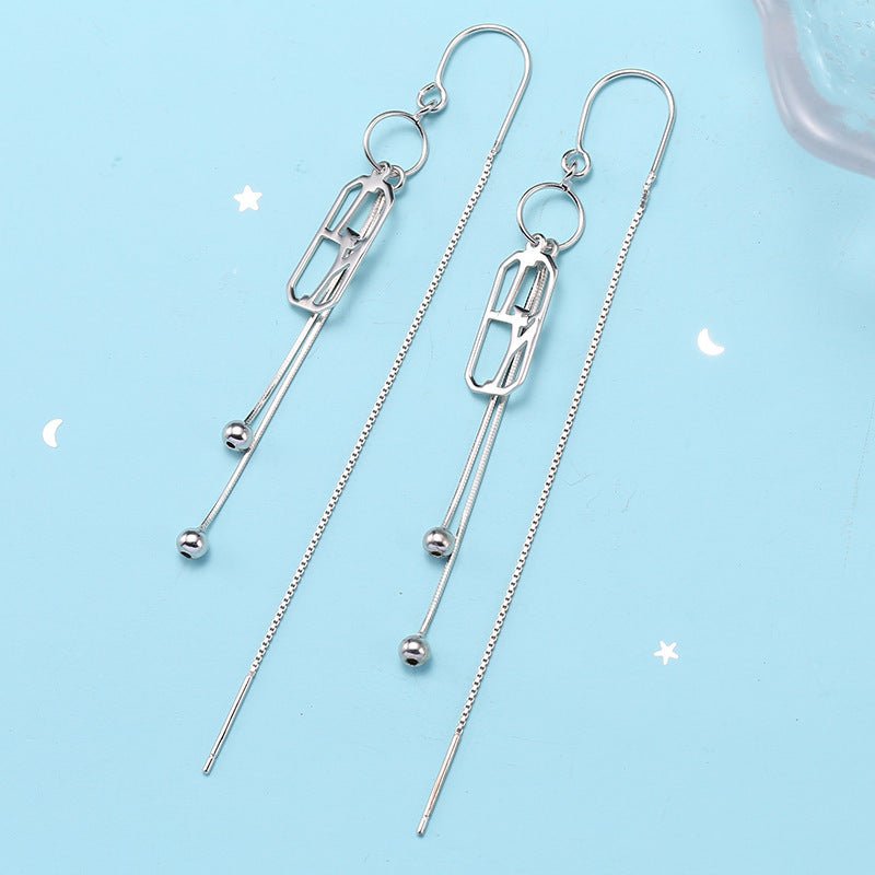 S925 Sterling Silver Temperament Small Flash Current Su Earrings Long Ear Hooks Design Retro Earrings Fashion Sexy Earrings Women-Jewearrings