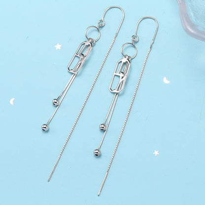 S925 Sterling Silver Temperament Small Flash Current Su Earrings Long Ear Hooks Design Retro Earrings Fashion Sexy Earrings Women-Jewearrings