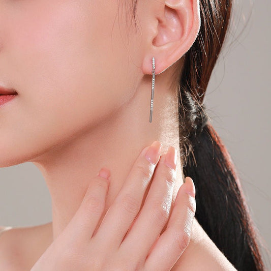 S925 Sterling Silver Temperamental Elegant Long Earrings-Jewearrings