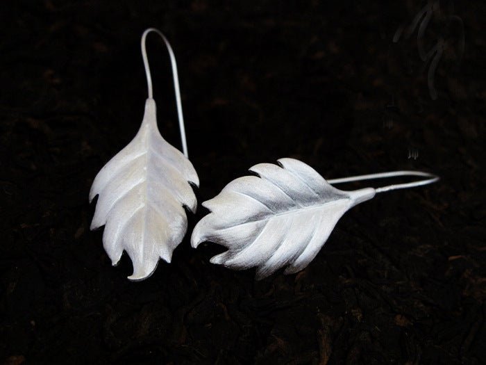 S925 Sterling Silver Thai Craft Flower Earrings Temperament Long Leaf Jewelry-Jewearrings