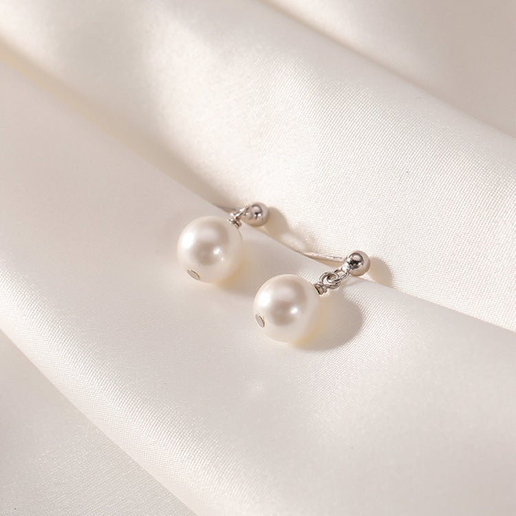 S999 Sterling Silver Natural Pearl Shell Stud Earrings-Jewearrings