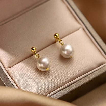 S999 Sterling Silver Natural Pearl Shell Stud Earrings-Jewearrings