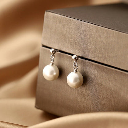 S999 Sterling Silver Natural Pearl Shell Stud Earrings-Jewearrings