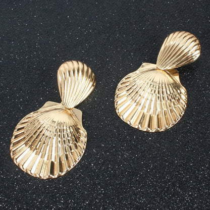 Scallop Boho Metal Shell Fashion Earrings-Jewearrings