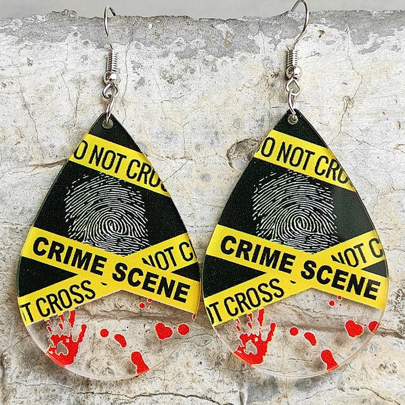 Scary Halloween Bloodstained Fingerprint Handprint Acrylic Earrings-Jewearrings