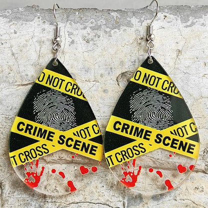 Scary Halloween Bloodstained Fingerprint Handprint Acrylic Earrings-Jewearrings