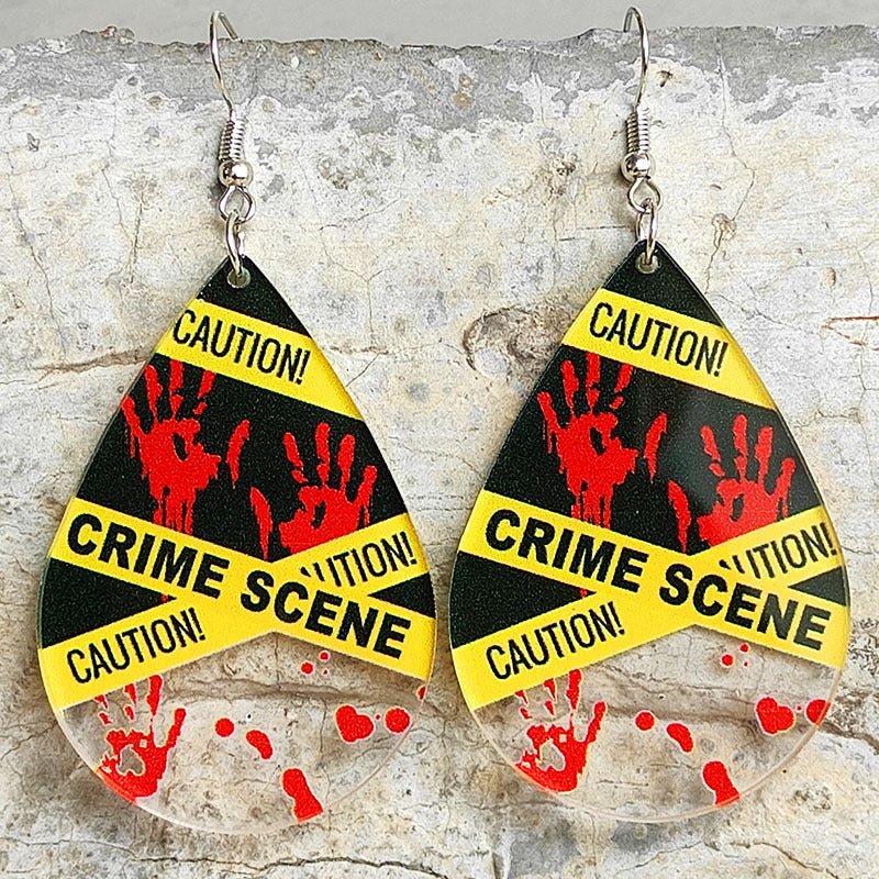 Scary Halloween Bloodstained Fingerprint Handprint Acrylic Earrings-Jewearrings