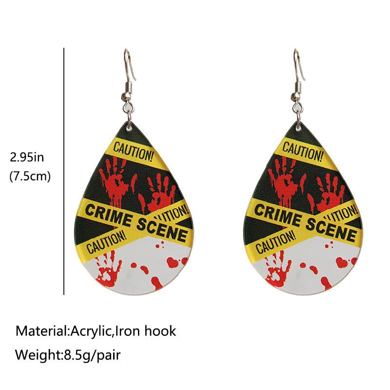 Scary Halloween Bloodstained Fingerprint Handprint Acrylic Earrings-Jewearrings