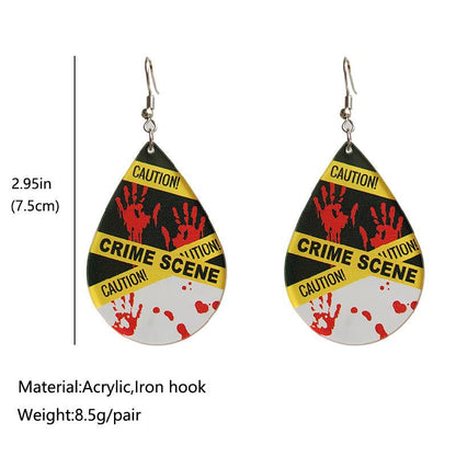 Scary Halloween Bloodstained Fingerprint Handprint Acrylic Earrings-Jewearrings