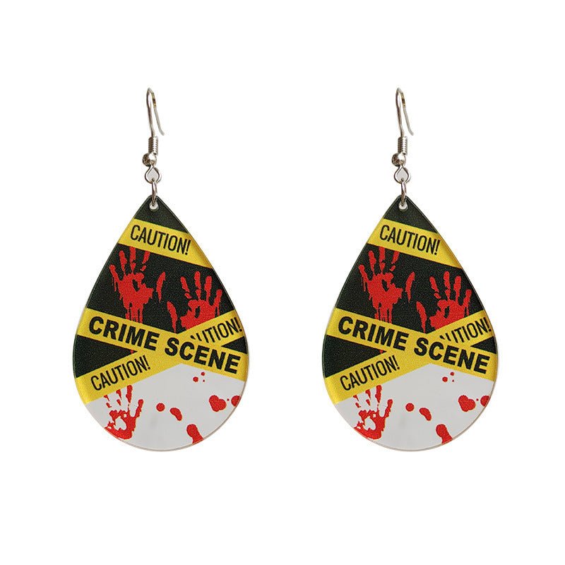 Scary Halloween Bloodstained Fingerprint Handprint Acrylic Earrings-Jewearrings