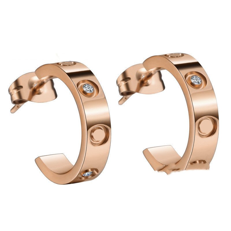 Screw C Shape Titanium Earrings-Jewearrings