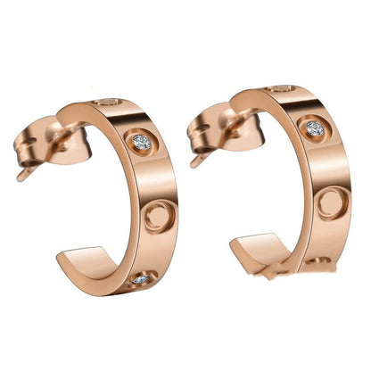 Screw C Shape Titanium Earrings-Jewearrings