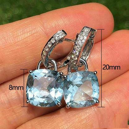 Sea Blue Square Semicircle Forehead Earrings-Jewearrings