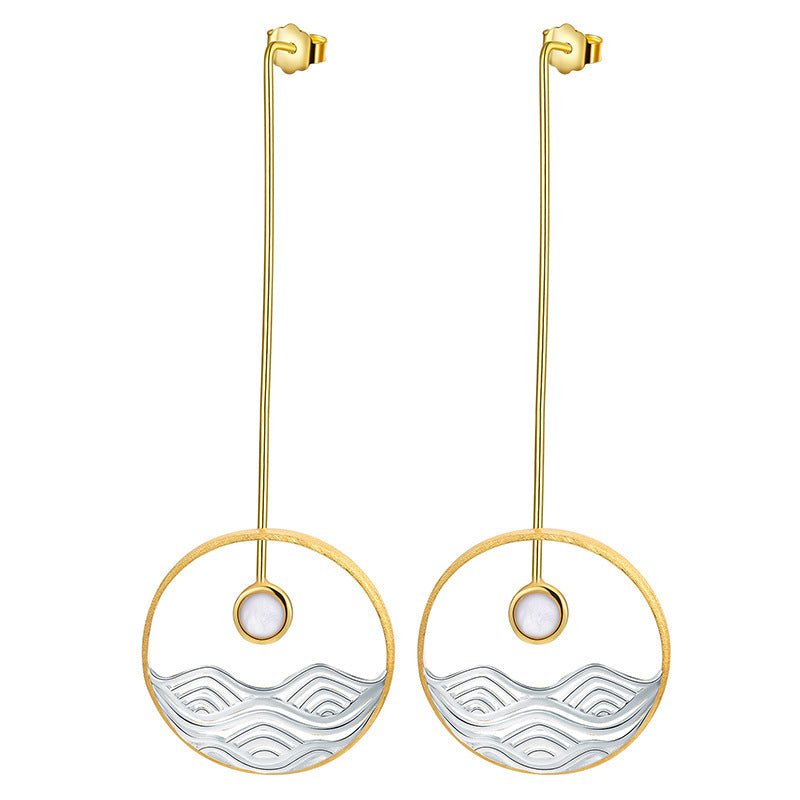 Sea Sunrise Shell Sterling Silver S925 Women's Earrings-Jewearrings