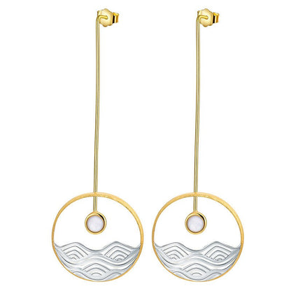 Sea Sunrise Shell Sterling Silver S925 Women's Earrings-Jewearrings