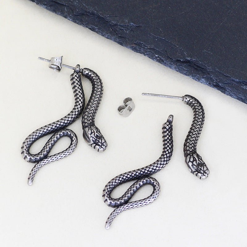 Serpentine Titanium Earrings-Jewearrings