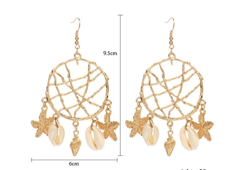 Shell Circle Dreamcatcher Earrings-Jewearrings