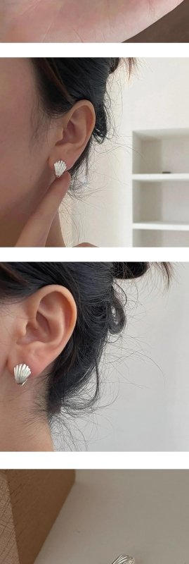 Shell Ear Clip Women's Fashion Simple Silvering Earrings-Jewearrings