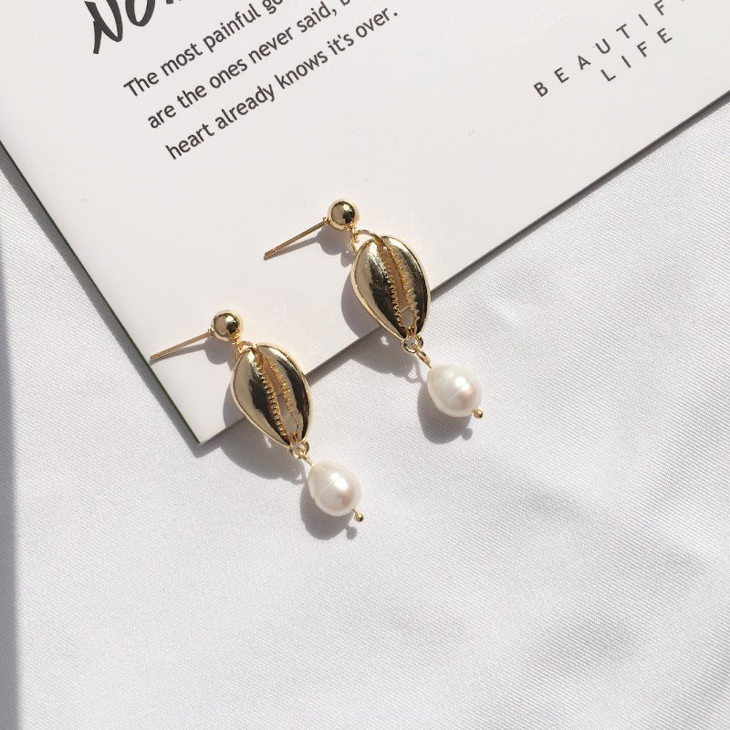 Shell Earrings Pearl Sea Sun Wind Earrings-Jewearrings