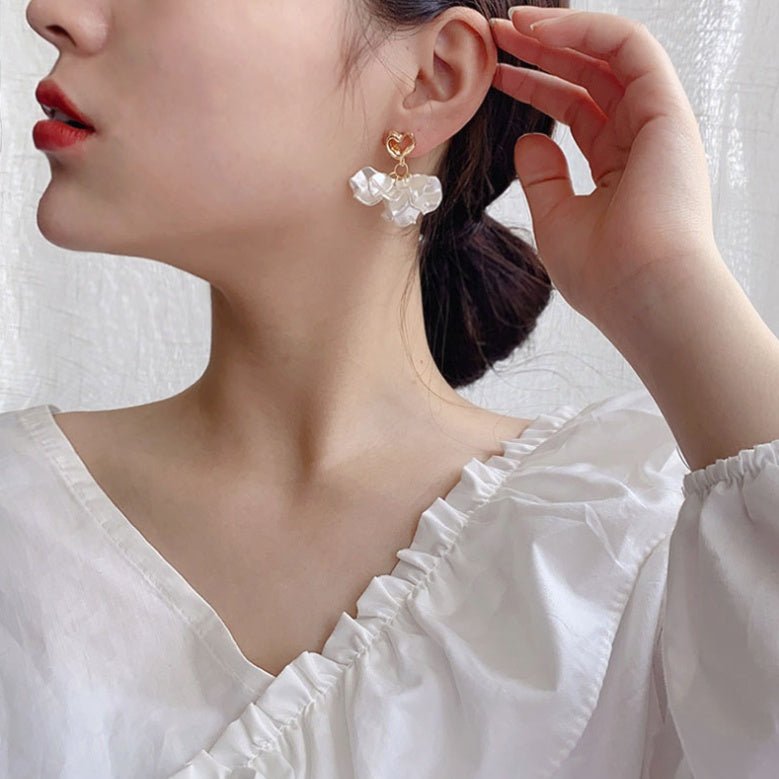 Shell flower earrings-Jewearrings