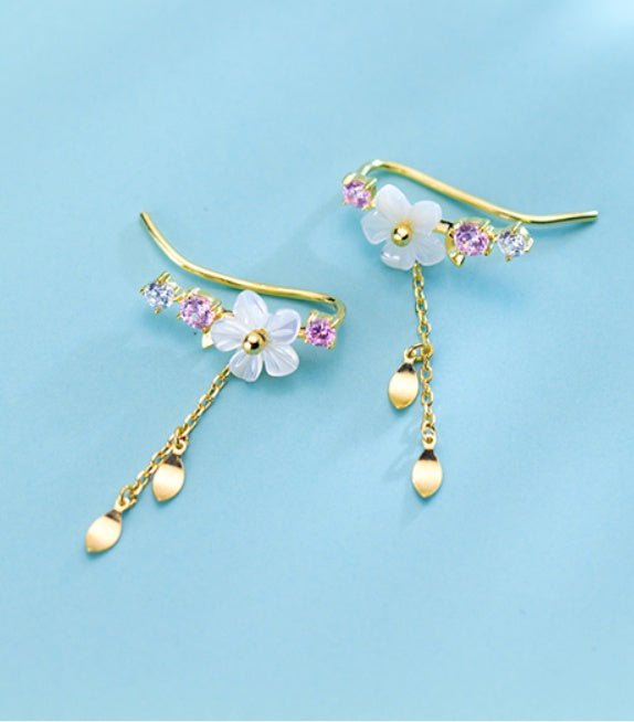 Shell flower earrings short earrings-Jewearrings