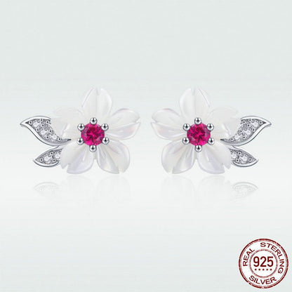 Shell Flower Stud Earrings S925 Silver Personality Fashion-Jewearrings