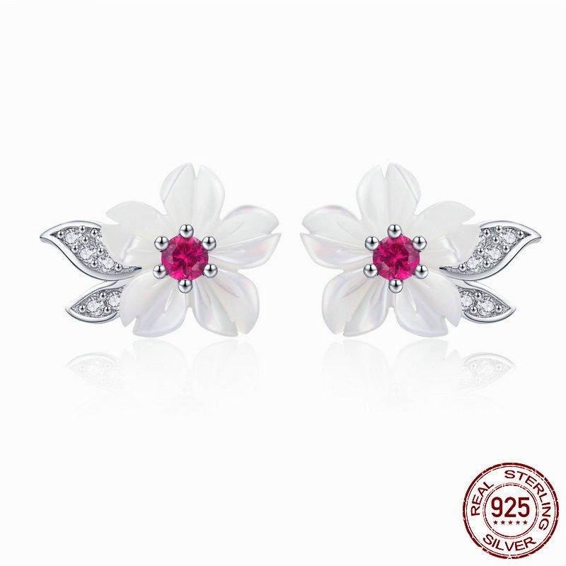 Shell Flower Stud Earrings S925 Silver Personality Fashion-Jewearrings