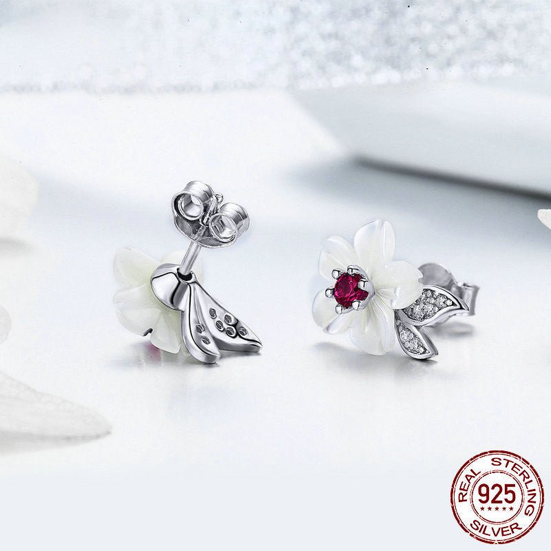 Shell Flower Stud Earrings S925 Silver Personality Fashion-Jewearrings