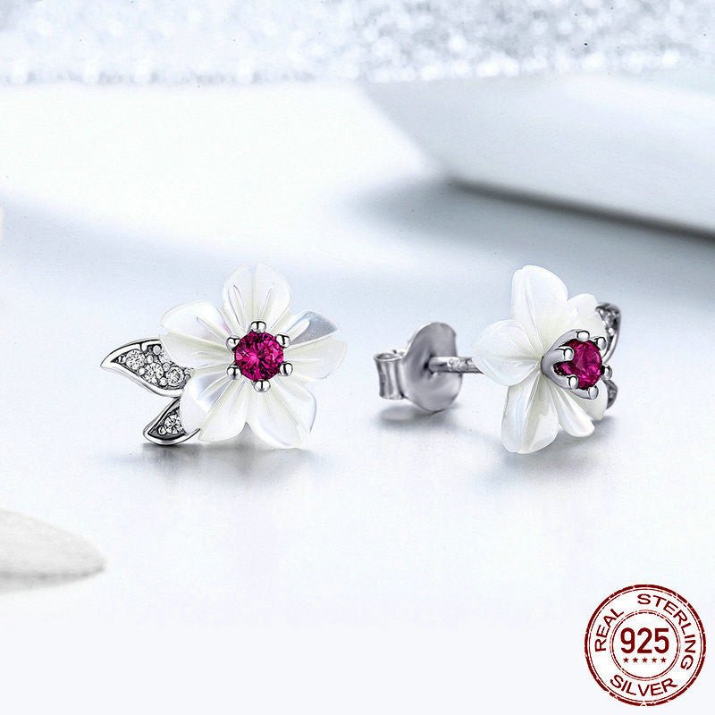 Shell Flower Stud Earrings S925 Silver Personality Fashion-Jewearrings