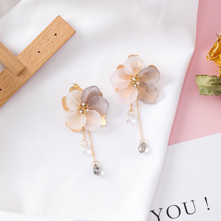 Shell flower tassel earrings-Jewearrings