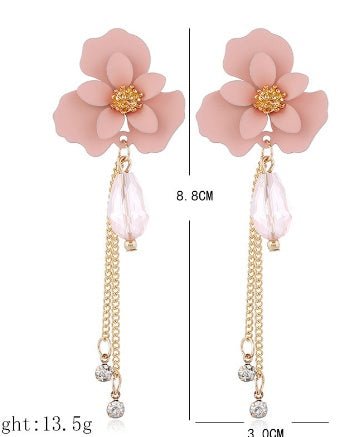 Shell flower tassel earrings-Jewearrings