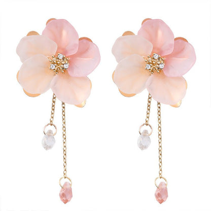 Shell flower tassel earrings-Jewearrings