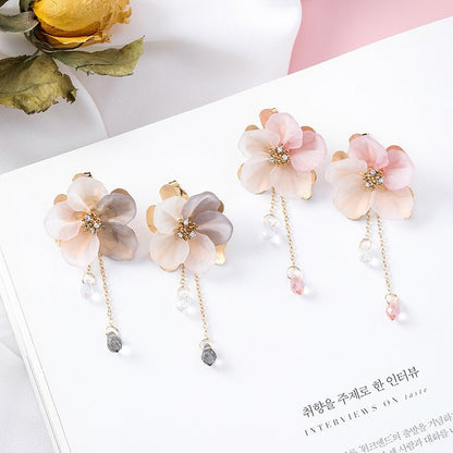 Shell flower tassel earrings-Jewearrings