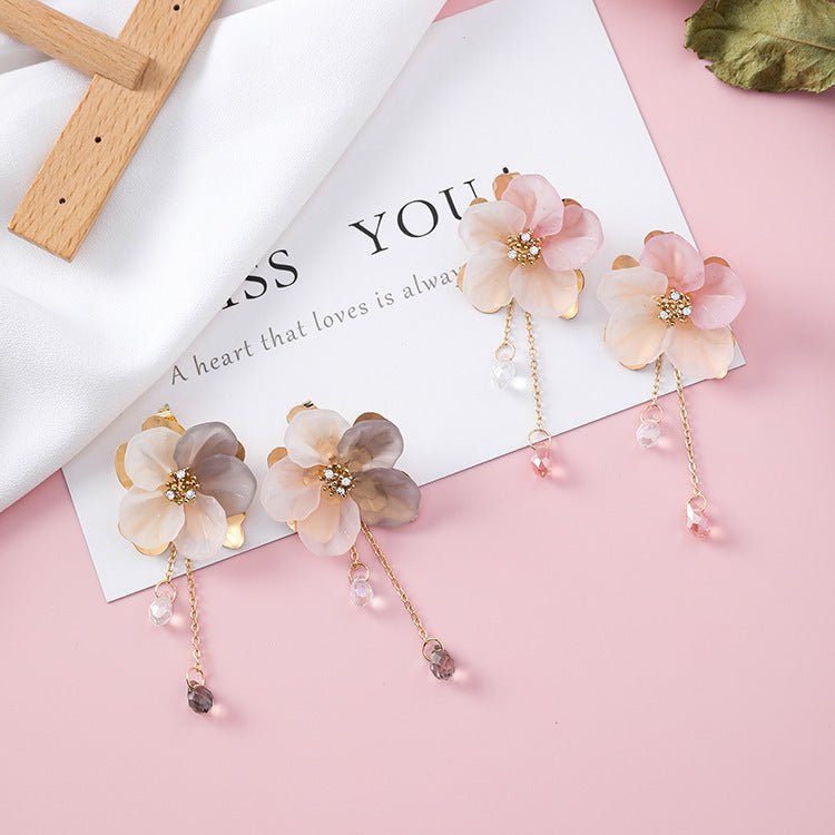 Shell flower tassel earrings-Jewearrings