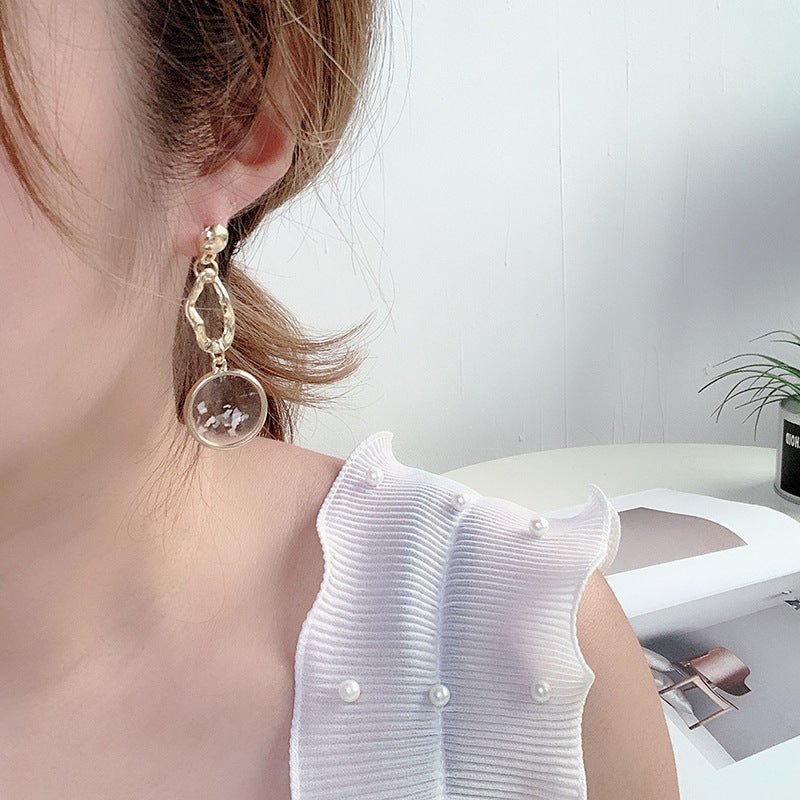 Shell Geometric Metal Frosted Earrings Long Earrings-Jewearrings