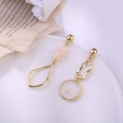 Shell Geometric Metal Frosted Earrings Long Earrings-Jewearrings