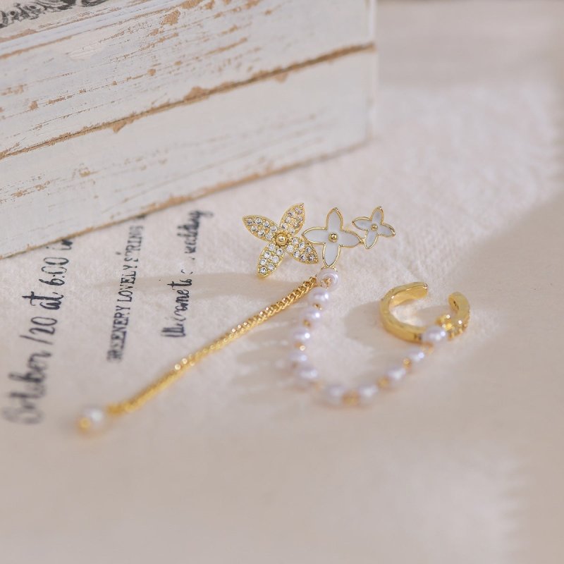 Shell Micro-studded Star Pearl Tassel Earrings For Women-Jewearrings