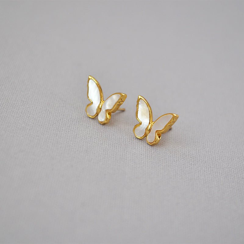 Shell mother butterfly earrings-Jewearrings