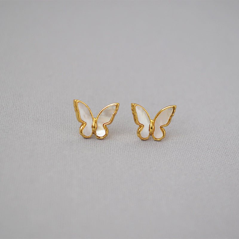 Shell mother butterfly earrings-Jewearrings